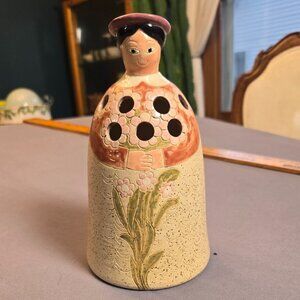 Vintage Folk Craft by Shafford Pottery Woman Flower Vase- Holds Indivdual Stems